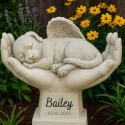 Personalised Dog Memorial Angel Statue in Hands – Weatherproof Resin Grave Marker for Garden Display with Elegant Cursive Name & Dates