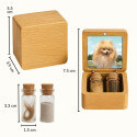 Personalised Wooden Pet Memorial Keepsake Box with 2 Glass Vials for Ashes & Fur Storage - With Photo, Name, Dates & Tribute