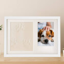 Kit cadre photo chien avec argile pour empreinte de patte – Cadre photo souvenir d'intérieur en bois pour chien