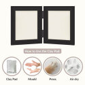 Folding Paw Print Clay & Photo Frame Kit – Wooden Pet Memorial Picture Frame for Indoor Display