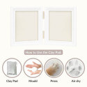 Folding Paw Print Clay & Photo Frame Kit – Wooden Pet Memorial Picture Frame for Indoor Display