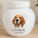 Personalised Ceramic Pet Urn with Photo – Dog Cremation Urn for Ashes with Name, Dates & Heart Tribute