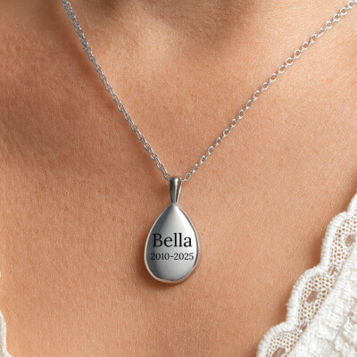 Personalised Pet Memorial Teardrop Urn Necklace...