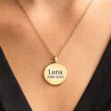 Personalised Pet Memorial Round Urn Necklace – Dog Keepsake with Name & Dates