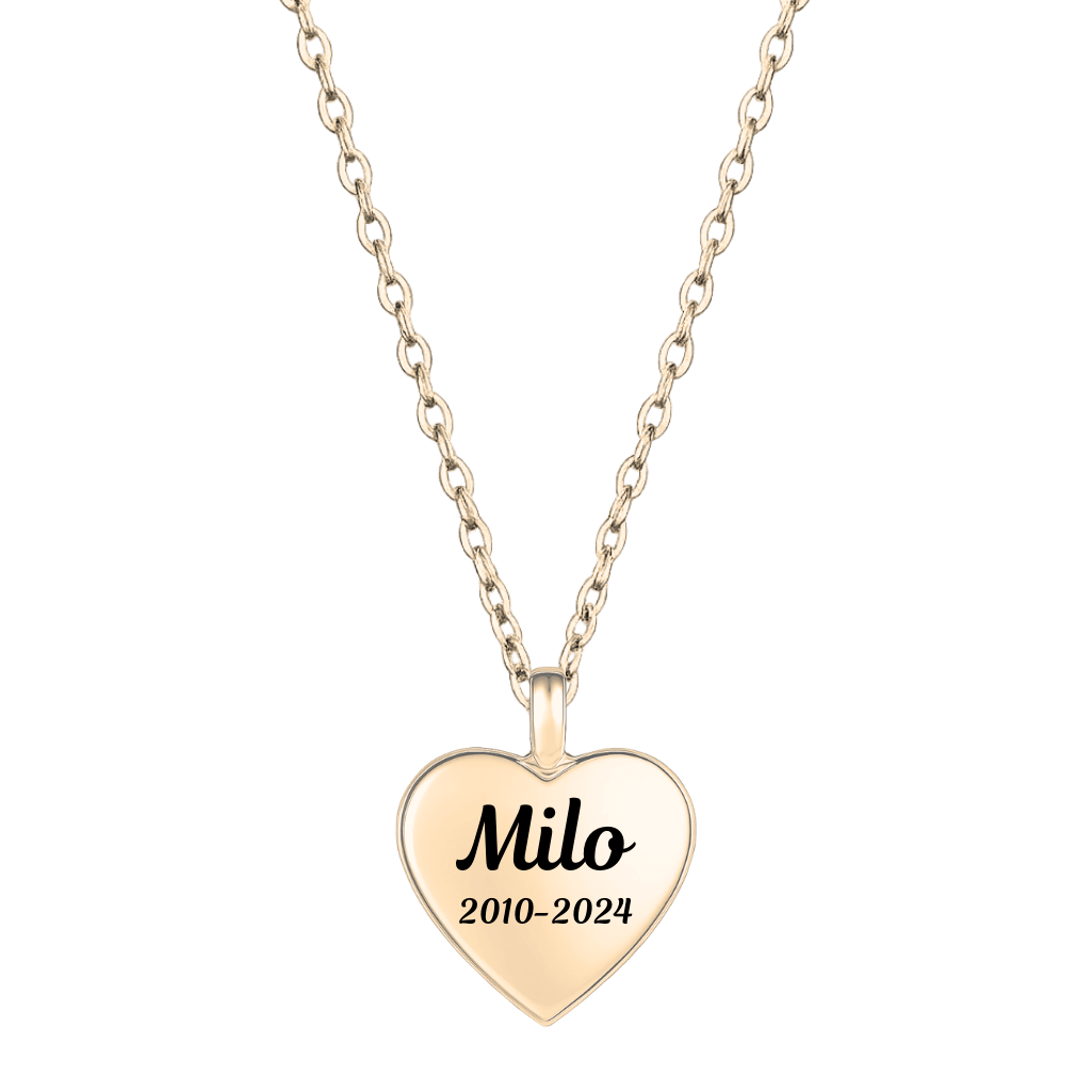 Personalised Pet Memorial Paw-Print Heart Urn Necklace – Dog Keepsake with Name & Dates