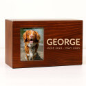 Personalised Wooden Pet Urn Box with Photo – Engraved Dog Urn with Name & Dates