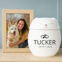 Personalised Ceramic Pet Urn with Sleeping Dog Lid –  Cremation Urn for Ashes with Name, Dates & Eternal Love Design