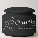 Personalised Ceramic Pet Urn – Dog Cremation Urn for Ashes with Name, Dates, Minimalist Dog Illustration & Tribute