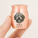 Personalised Pet Keepsake Urn – Mini Dog Urn with Engraved Photo Drawing, Name & Dates