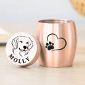 Personalised Pet Keepsake Urn – Mini Dog Urn with Engraved Name & Photo Drawing on the lid