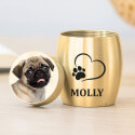 Personalised Pet Keepsake Urn – Mini Dog Urn with Engraved Name & Photo Drawing on the lid