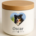 Personalised Ceramic Pet Urn with Photo in Heart Frame – Dog Cremation Urn for Ashes with Name & Dates