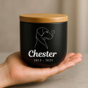 Personalised Ceramic Pet Urn with Minimalist Illustration – Dog Cremation Urn for Ashes with Name & Dates