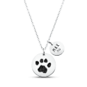 Personalised Pet Memorial 2-Charm Round Necklace – Engraved with Dog's Paw Print, Name & Dates