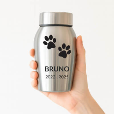 Personalised Pet Urn with Name, Dates & Paw...