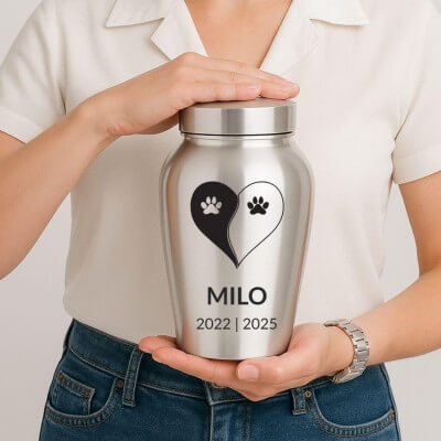 Personalised Pet Urn with Name, Dates & Yin...