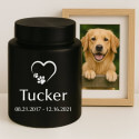 Personalised Pet Urn with Heart Paw Icon, Name & Dates – Stainless Steel Dog Urn
