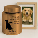 Personalised Pet Urn with Angel Pup Design, Name, Dates & Special Tribute – Stainless Steel Dog Urn