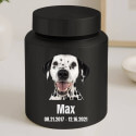 Personalised Pet Urn with Photo Name & Dates – Cylinder Stainless Steel Dog Urn