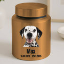 Personalised Pet Urn with Photo Name & Dates – Cylinder Stainless Steel Dog Urn