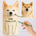 Personalised Handmade Ceramic Pet Urn by Breed – Custom Dog Urn with Painted Portrait & Open Eyes Design