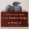 Personalised Wooden Pet Urn Box with Angel Dog Statue – Cremation Urn for Ashes with Name, Dates & Tribute