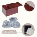 Personalised Wooden Pet Urn Box with Angel Dog Statue – Cremation Urn for Ashes with Name, Dates & Tribute