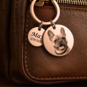Personalised Pet Memorial 2-Charm Round Keyring - Engraved with Dog's Photo, Name & Dates