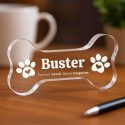 Personalised Pet Memorial Gift - Bone-Shaped Acrylic Plaque Engraved with Name, Dates & Tribute