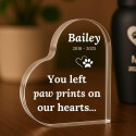 Personalised Pet Memorial Gift – Heart-Shaped Acrylic Plaque with Engraved Name, Dates & Tribute