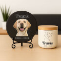 Personalised Round Pet Memorial Stone – Slate Dog Plaque with Photo, Name & Dates