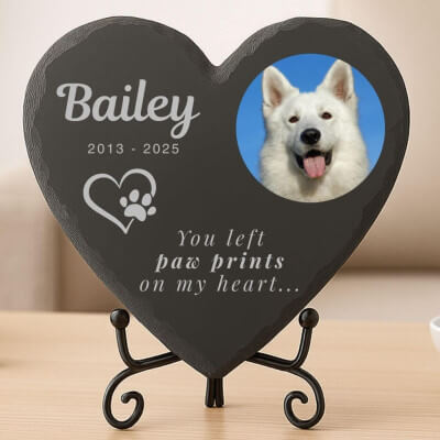 Personalised Heart Pet Memorial Stone – Slate...