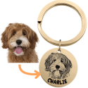 Personalised Pet Memorial Round Keyring - Engraved with Dog's Photo & Name