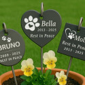 Personalised Heart Pet Grave Marker with Metal Hook Stake – Slate Dog Memorial Garden Plaque with Name, Dates & Tribute