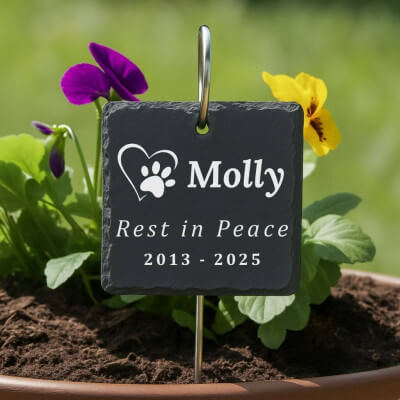 Personalised Square Pet Grave Marker with Metal...