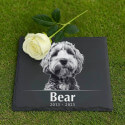 Personalised Square Pet Grave Marker with Photo – Slate Dog Memorial Garden Plaque with Name & Dates