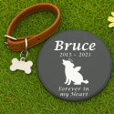 Personalised Round Pet Grave Marker – Slate Dog Memorial Garden Plaque with Angel Pup, Name, Dates & Tribute