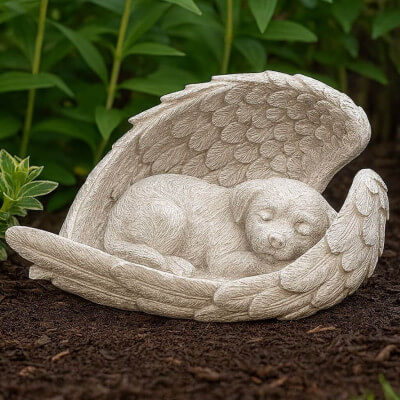 Angel Dog Pet Memorial Stone – Weatherproof...