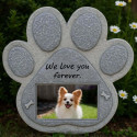 Paw-Shaped Pet Memorial Stone with Photo Frame – Weatherproof Resin Grave Marker for Outdoor Display