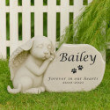 Personalised Dog Angel Pet Memorial Headstone with Elegant Name & Tribute – Weatherproof Resin Grave Marker for Garden Display